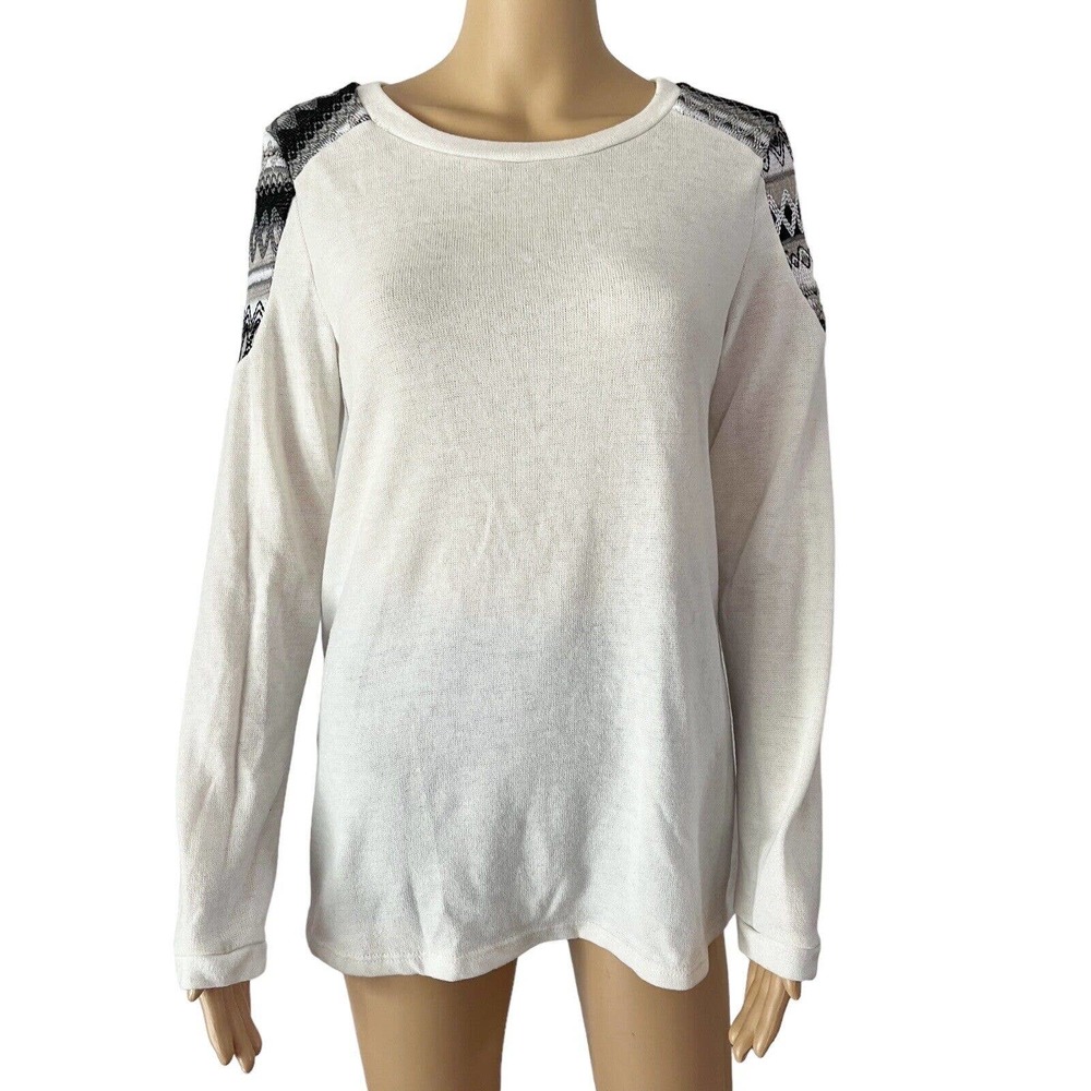 12pm By Mon Ami Southwestern Boho Knit Long Sleeve Lightweight Knit Sweater Sm